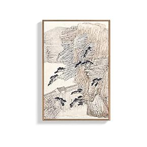 Framed Canvas Wall Art for Living Room, Bedroom Ink Landscape Canvas Prints for Home Decoration Ready to Hanging - 16x24 inches