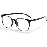 ANRRI Blue Light Blocking Glasses Stylish Round Lightweight Eyeglasses Black Frame Filter Blue Light Computer Game Glasses