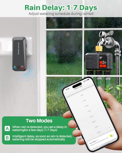 Wi-Fi Watering Computer, 3 Output, Brass Inlet and Output, RF Technology 300 m, Watering Clock for Garden Watering Watering Compatible with Alexa & Smart Life App, System
