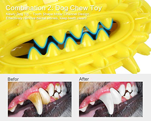 Pecute 3 In 1 Dog Tie Out Cable and Stake, Dog Tug of War Toy Puppy Chew Toys Portable Dog Teething Toy, Tough and Bite-Resistant, Molars, Teeth Cleaning(Yellow, 2m Cable)