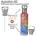 Rehydrate Pro 25oz Insulated Water Bottle with Straw, Bonus Lids and Leak Proof Flask to Keep Liquids Hot or Cold- Triple Wall Vacuum Water Bottle Insulated, Perfect for Gifts