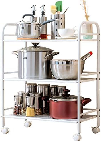 Kitchen Storage Organisation WSSF 3 Tier Kitchen Storage Rack Floor-standing Microwave Oven Shelving Household Kitchen Supplies Pot Shelves(White, Size Optional) (Size : 50 * 32 * 75cm)