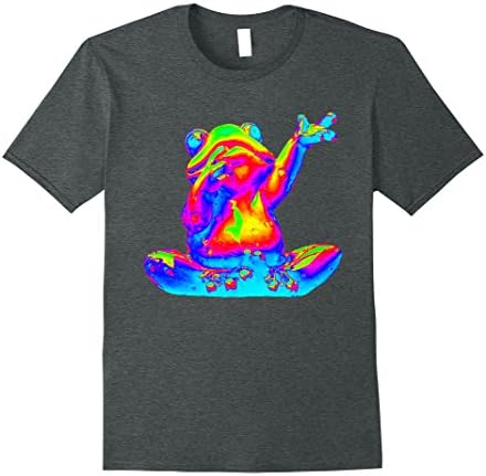 Mens EDM Electronic Dance Techno Neon Frog Trippy Rave T-Shirt 2XL Dark Heather