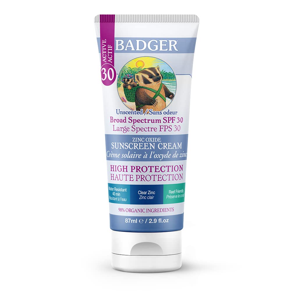 Badger Organic Broad Spectrum Unscented Sunscreen for Kids SPF30