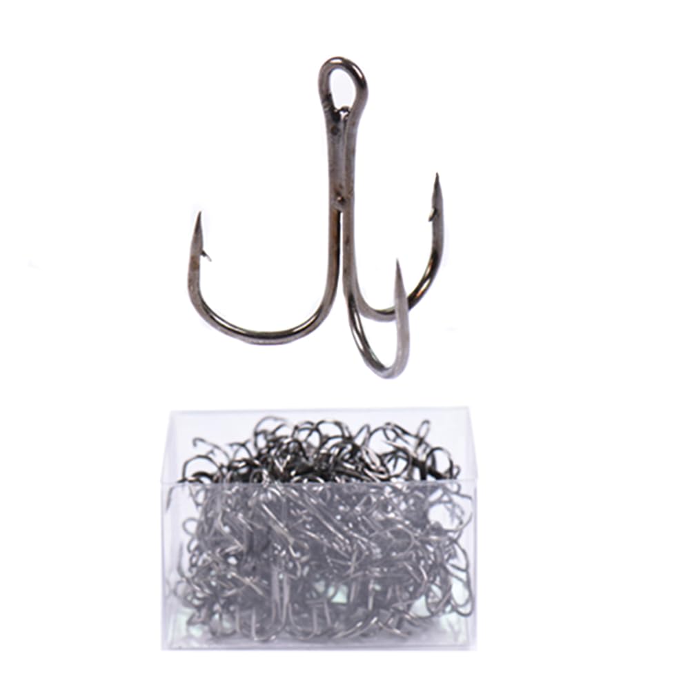 High Carbon Steel Treble Hooks, Size 4/0#, Sharpened Fish Hooks, Freshwater Saltwater Fishing Tackle for Pike, Zander, Perch, Pack of 50