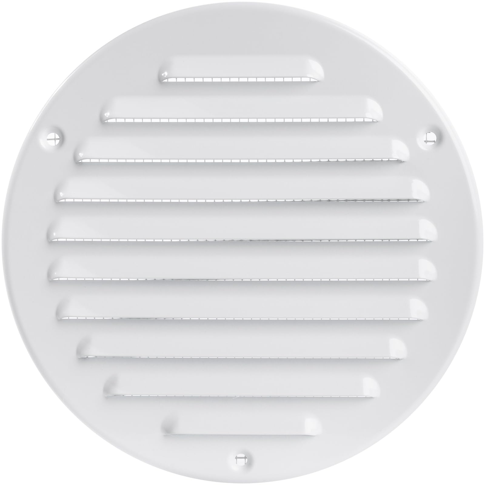 Vent Systems 125 mm / 5 Inch - White Scratch Resistant Metal Vent Cover - Round Soffit Air Vent Louver - Grille Cover - Built-in Mesh Screen - HVAC Vents for Bathroom, Home Office, Kitchen