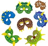 24 Pack Dinosaur Party Masks Foam Dinosaur Face Mask for Kids Masquerade and Halloween Dinosaur Birthday Party Supplies
