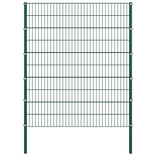FAMIROSA Zaunfeld mit Pfosten Eisen 1,7 x 2 m Grün