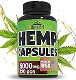 Hemp Oil Extract Capsules for Pain Relief & Anxiety Best Joint Support Your Health & Sleep Supplement Pill Tablets Immune and Mood Anti Inflammatory Natural Organic Hemp Seed Oils Pure Powder