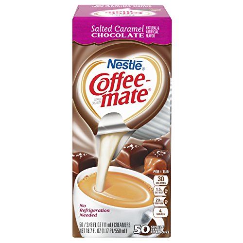 NESTLE COFFEE-MATE Coffee Creamer, Salted Caramel Chocolate, liquid creamer singles, 50 count