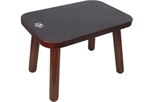 BEE&OAK 13.4 Inch Heavy Duty Wooden Step Stools for Adults - Non Slip, 300 LBS Capacity, Easy Assembly - Ideal Step Stool for High Beds, Kitchen, Bathroom, Office, Garden (Dark-Walnut)