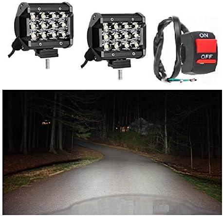 A2D 12LED 36W (Watts) Cree LED 6000K Bike LED Fog Light Lamp Assembly White Set of 2 with Switch For Honda CRF 250 L
