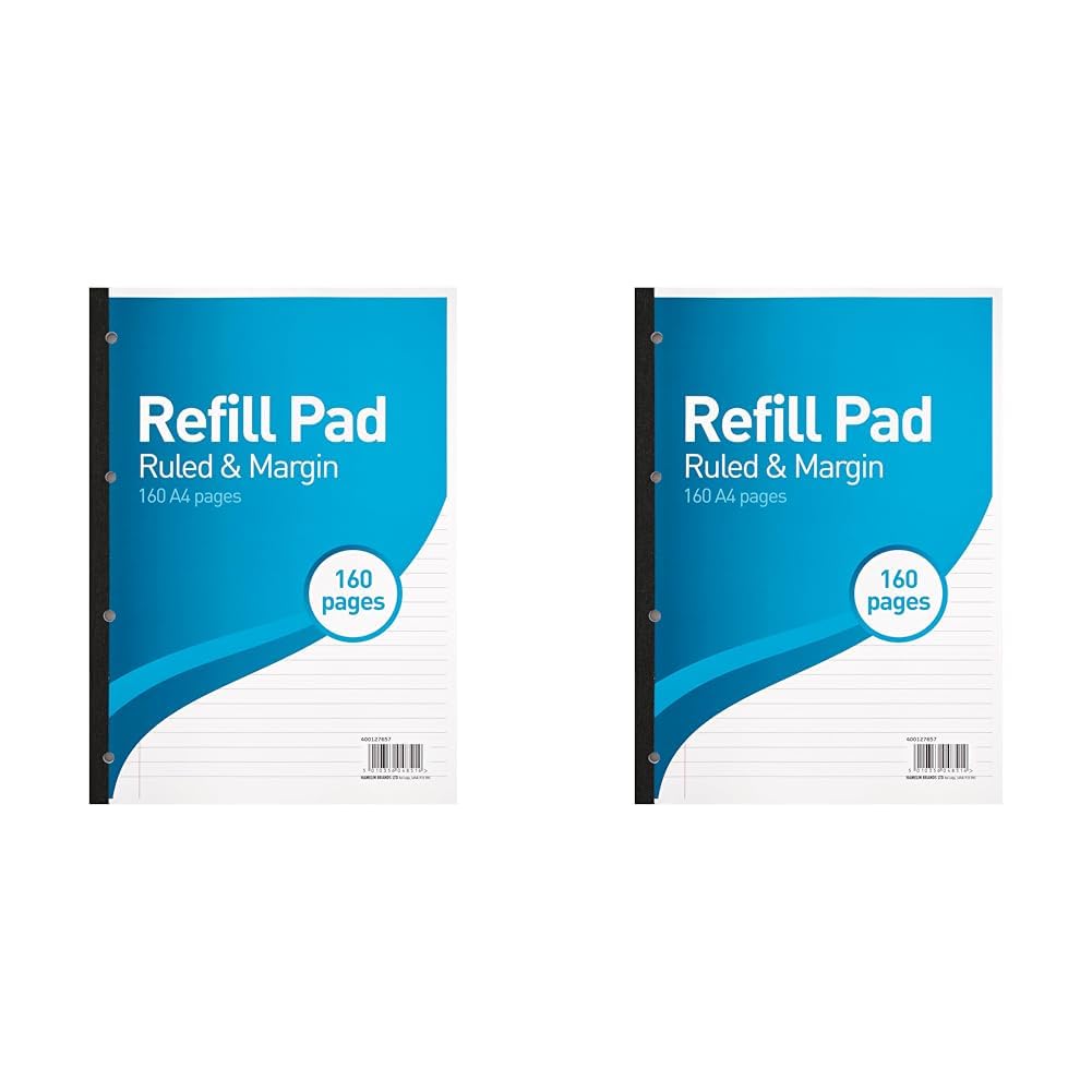 Hamelin Lined Paper A4 Refill Pad, 160 Page, Single Notepad, White (Pack of 2)