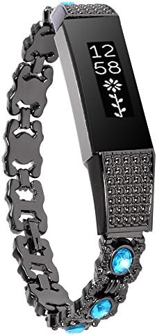 Wishteta Replacement Accessory Metal Watch Bands for Fitbit Alta/Fitbit Alta HR (Black Metal-18, 5.5"-7.8")