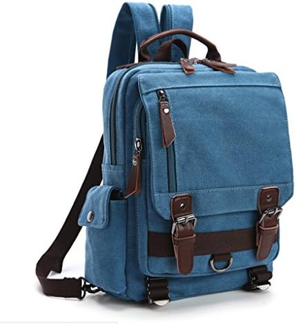 Canvas fashion backpack for Women girl modern Book Bag for men purse Large Daypack Green Blue Black Brown (Azure)