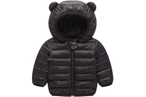 BFFBABY Winter Down Coats for Kids Baby Boys Girls Light Puffer Padded Jacket Bear Hoods Infant Outerwear