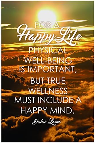 True Wellness Must Include A Happy Mind Dalai Lama Famous Motivational Inspirational Quote Cool Wall Decor Art Print Poster 12x18