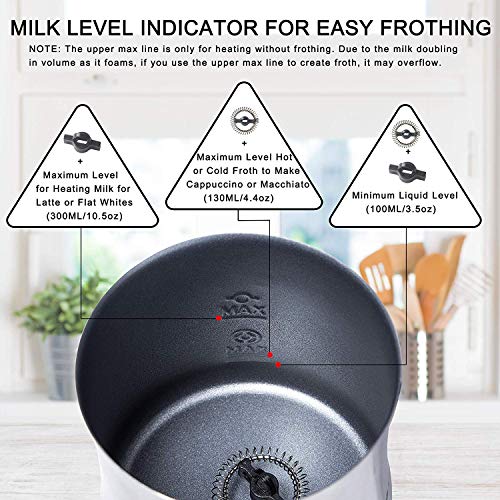 Huogary Milk Frother Electric, Stainless Steel Milk Steamer and Frother with Hot or Cold Milk Foam, Automatic Milk Warmer (N9-NEW VERSION)