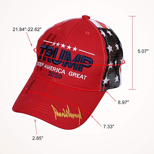 LEACOOLKEY 2PCS Trump 2020 Hat Keep America Great 2D/3D Embroidery Breathable Adjustable Baseball Cap