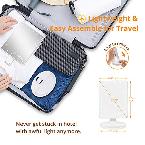 Makeup Mirror with Lights, Lighted Vanity Mirror Light Adjustable, Led Makeup Mirror for Travel, Battery Operated, Color Boxed, White - Thumbnail 4