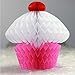 Pink And White Hanging Honeycomb Cupcake Decorations - Pack Of 4 - Hanging Tissue Paper Cupcake Party Decorations. Great For Parties And Birthdays!