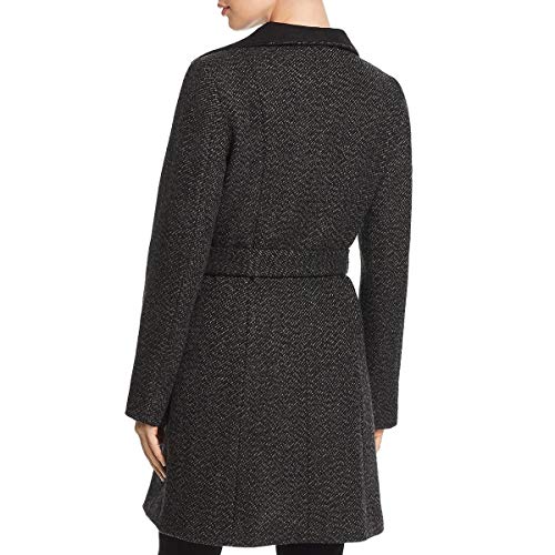 T Tahari Women's Asymmetrical Zip up Closure Wool Coat, Black Combo Tweed, L
