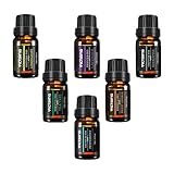 VicTsing Natural Essential Oils Set, Top 6 Pure Therapeutic Grade Upgraded Aromatherapy Essential Oil Gift Set(Lavender, Tea Tree, Peppermint, Eucalyptus, Lemongrass, Orange, 10ml/bottle)