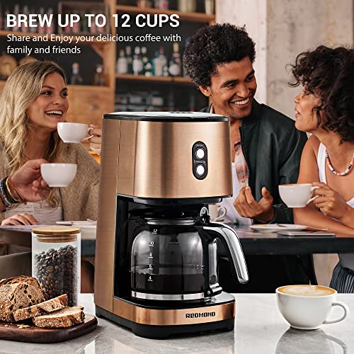 Coffee Maker 12 Cup, REDMOND Drip Coffee Machine with Reusable Filter