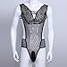 FEESHOW Men's One-piece Lingerie Sissy Pouch Leotard Thong Mesh Bodysuit Nightwear Black XXL