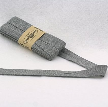 Oaki Doaki Jersey-Einfassband 3m, elastisches Schrägband, Breite: auf 2cm vorgefalzt, grau meliert (067)