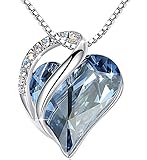 leafaelinfinity love heart pendant necklace made with swarovski crystals light sapphire blue march december birthstone jewelry gifts for women silver tone 18 2 presented by miss new york