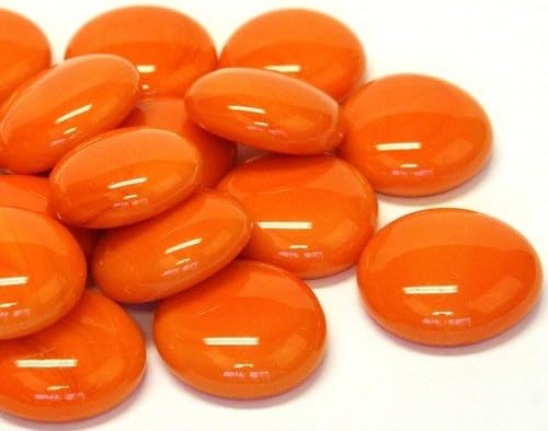 25 Glass Round Gems Pebbles Nuggets Mosaic Tiles Orange Marble 13-18mm
