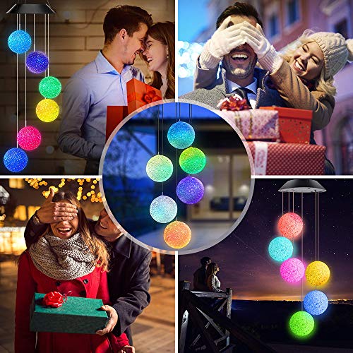 image for Intsun Solar Wind Chimes Outdoor 6 Crystal Ball Solar Powered Wind Chi