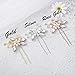 Catery Flower Bride Wedding Hair Pins Crystal Pearl Hair Set Jewelry Headpieces Bridal Decorative Hair Accessories for Women Pack of 2 (Rose Gold)