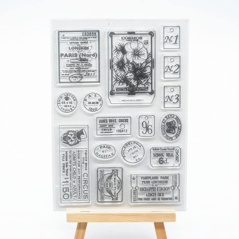 Lily Craft 1pc Vintage Flower Post Ticket Clear Stamps for Card Making Decoration and DIY Scrapbooking (Linda)
