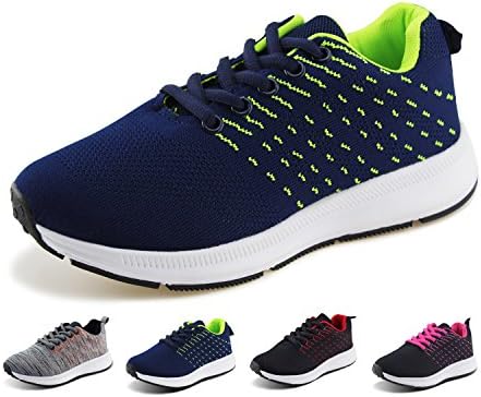 Jabasic Kids Knit Shoes Boys Girls Breathable Lace Up Trail Running Sneakers