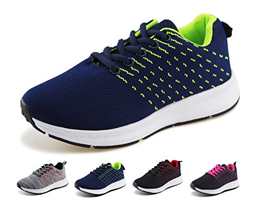 Jabasic Kids Knit Shoes Boys Girls Breathable Lace Up Trail Running Sneakers