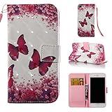 iPhone 7 Case,iPhone 8 Case,Durable Kickstand Wallet Case with Inner Silicone Bumper Cover Full Protective Flip Folio Shell Cover with Credit Card Holder for Apple iPhone 7-Butterfly