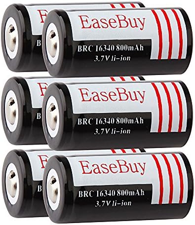 EaseBuy 6 Pack 16340 Lithium Batteries CR123A Rechargeable Batteries Camera Batteries
