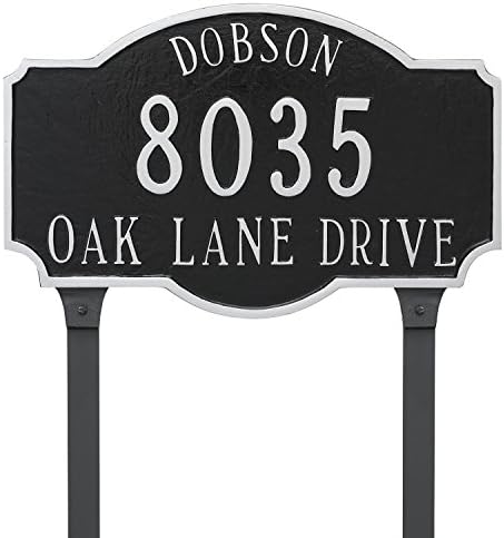 Montague Metal PCS-0053S2-L-ABG 9.75" x 15.5" Two Line Address Sign Plaque with Lawn Stake, Standard, Aged Bronze/Gold