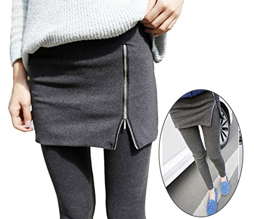 lxbin Women's Winter Warm Fashion Pure Cotton Culottes Side Zipper Bag Hip Skirts Pants False Two Render Skirts Pants Korean One Size Dark gray