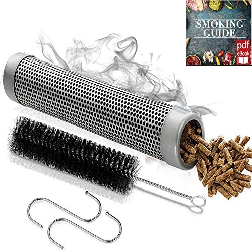 Pellet Smoker Tube, 12" Stainless Steel Barbecue Wood Pellet Tube Smoker for Cold/Hot Smoking, Portable BBQ Accessories Smoke Generator Works with All Electric Gas Charcoal Grill or Smokers, Oval