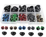 BESTCYC 1box(75pcs) 10MM 5Color Plastic Safety Eyes and Noses Set for Teddy Bear Doll Animal Puppet Crafts