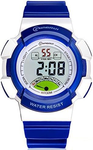 Digital Unisex Student Digital Watch Waterproof Sport Watch Wristwatch Outdoor Multifunctional with Rubber Band (Royal Blue)