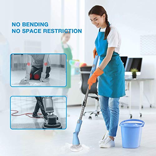 ELLESYE Electric Spin Scrubber Cordless Shower Scrubber Power Cleaning Brush, Tile Bathtub and Floor Scrubber with 3 Replacement Brush Heads and Adapter for Cleaning Bathroom, Kitchen, Grout, Wall