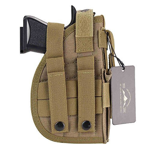 DYJ Left Hand Tactical Pistol/Gun Holster with Magazine Pouch/Pocket for S&W M&P Shield Glock 26 27 29 30 33 42 43(Coyote Brown-Left Hand)