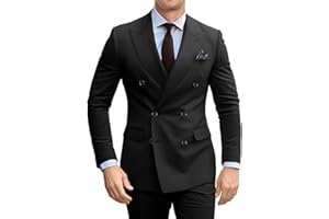 Fesenbo Double Breasted Suit Men Slim Fit 2 Pieces Suit Blazer Pants Formal 2 Button Tuxedo Jacket for Wedding Business Prom