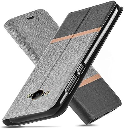 AModern Huawei Y9 2018 Case, Ultra Slim fit, Kickstand, Card Slot, TPU Bumper, Anti-Scratch, Flip Leather PU Wallet Case for Huawei Y9 2018 (Gray)