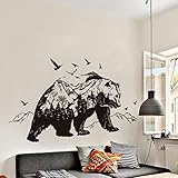 Vibola DIY Removable Wall Sticker Mountain Black Bear Animal Sticker Child Room Living Room Bedroom Background Decoration Murals PVC Wall Stickers