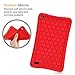 Fintie Silicone Case for Amazon Fire 7 Tablet (Previous Generation - 7th, 2017 Release) - [Honey Comb Upgraded Version] [Kids Friendly] Light Weight [Anti Slip] Shock Proof Protective Cover, Red